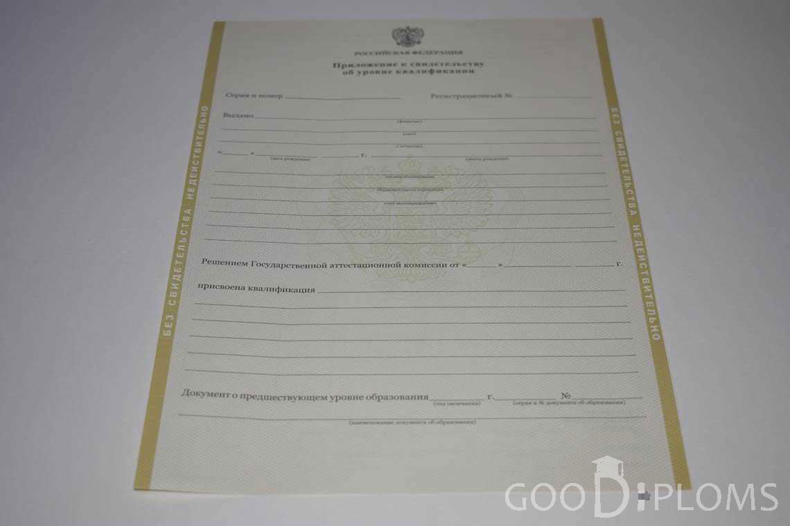 Приложение к Свидетельству об Уровне Квалификации период выдачи 2011-2020 -  Минск